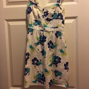Strapless blue/white floral American Eagle dress